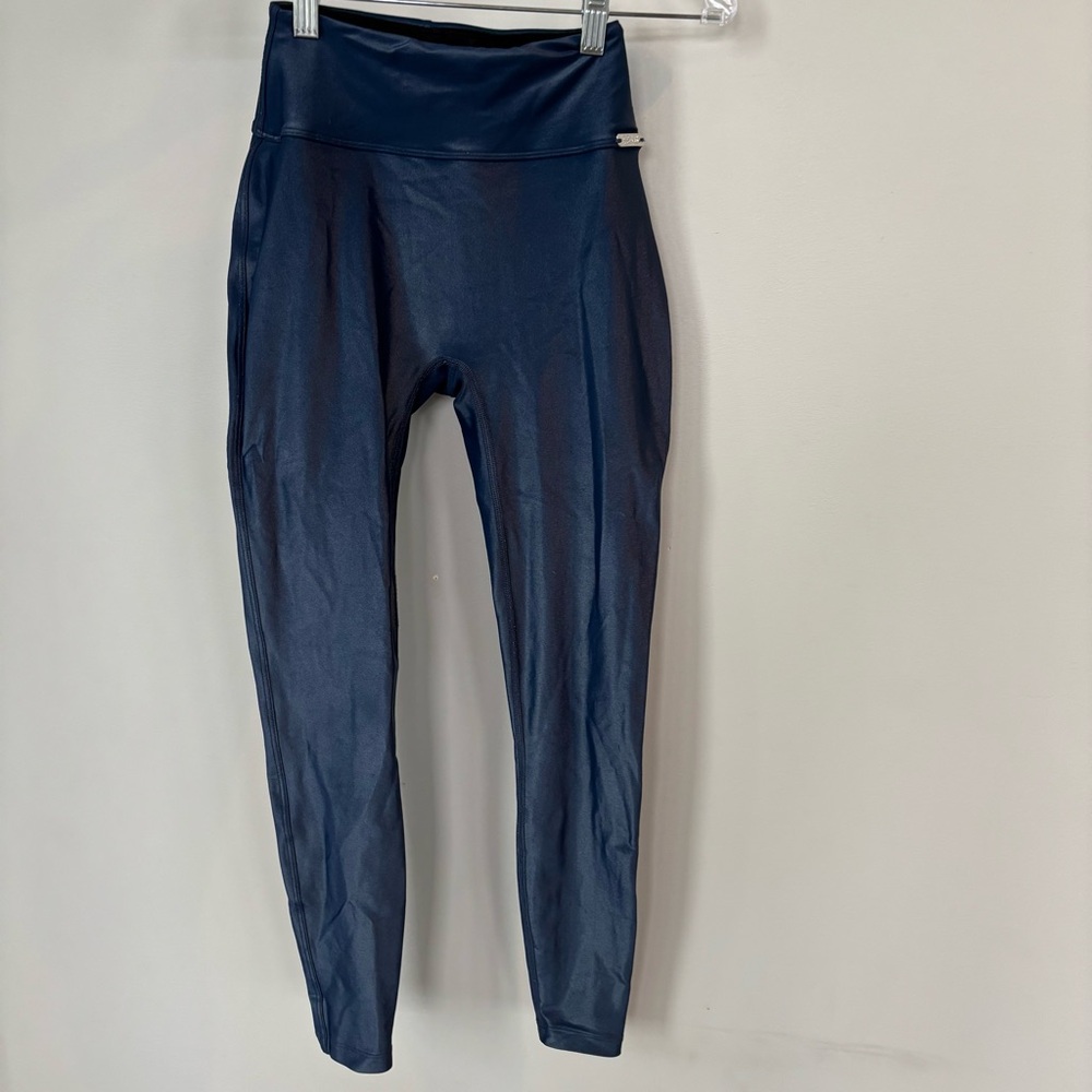 Bombshell Sportswear Shiny Blue High Waisted‎ Leggings Size S